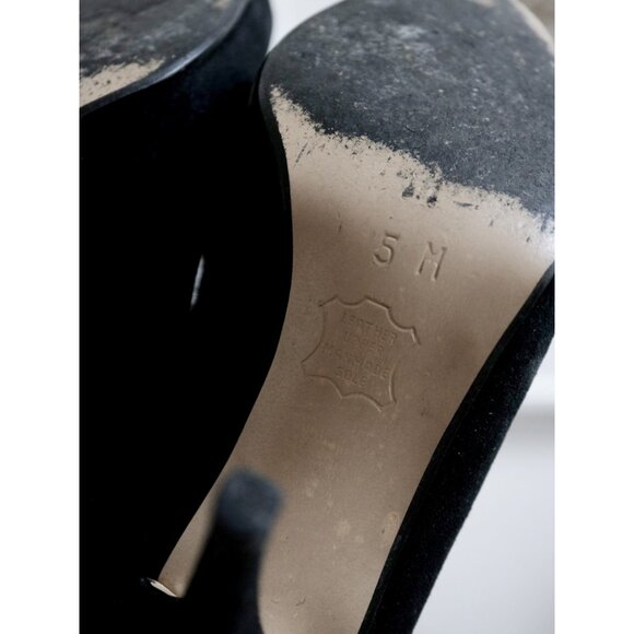 Vintage Gino Ferra Art Deco Black Suede Pumps - Women's Size 5 - Picture 7 of 8
